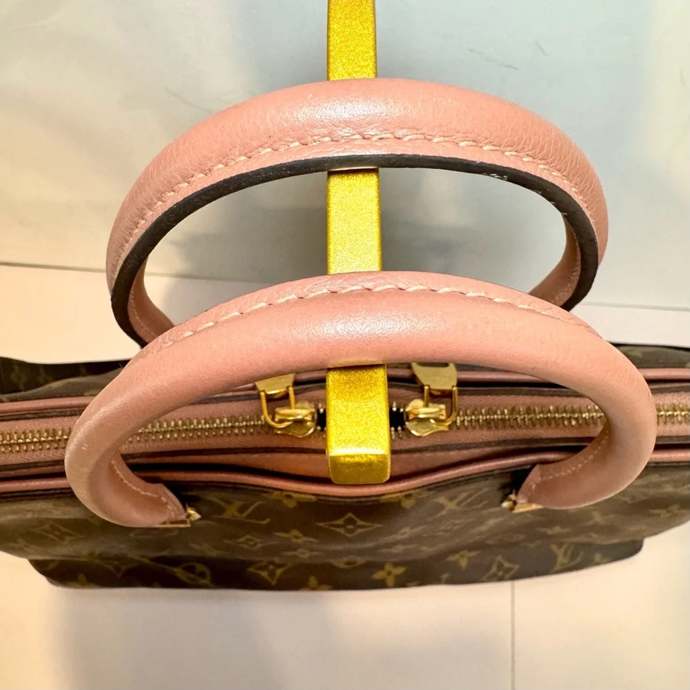 Louis Vuitton Pallas MM W Logo Monogram Bois De Rose Leather & Shoulder Strap